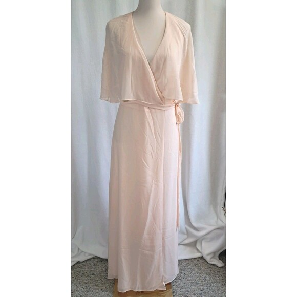 ModCloth Wrapped in Rapture Soft Pink Wrap Dress Maxi Chiffon Capelet Size S NWT - Picture 3 of 12
